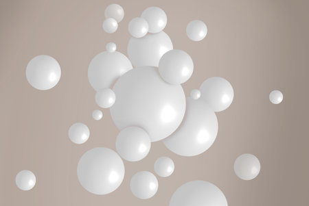 3d white bubbles collected in group. Over beige background. 3d rendering.の写真素材
