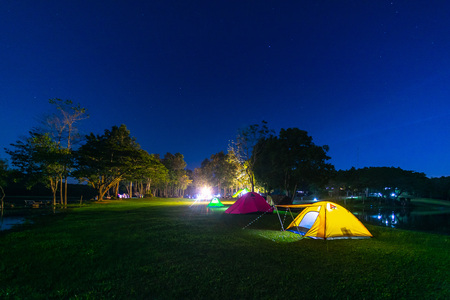Camping tent on the mountain at Mae Puem National Park in Phayao northern provinces of Thailand.