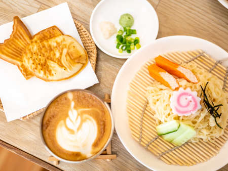 Cold soba noodles zaru ramen Japanese food.