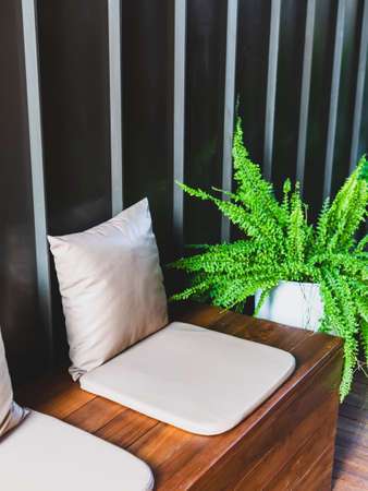 Table and chairs in the garden cafe.の写真素材