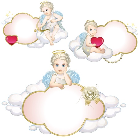 Angels and clouds setのイラスト素材