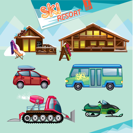 ski resort setのイラスト素材