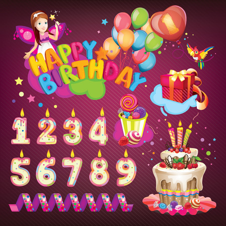 Happy Birthday setのイラスト素材