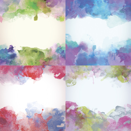 Beautiful Paper Watercolor Backdrops with colorful blobs and place for text.の写真素材