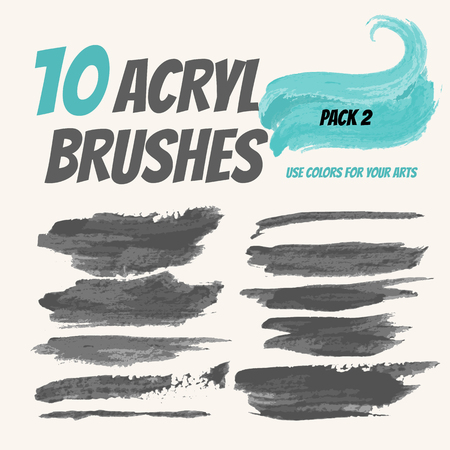Collection vector acryl brushes, Grunge elements with paint style. Handdraw strokes for design.のイラスト素材