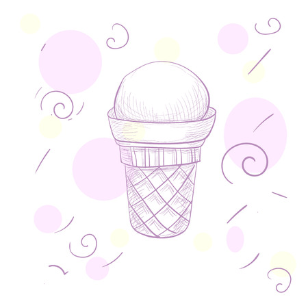 Sweet wafer cone with ice cream.のイラスト素材