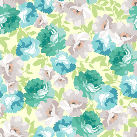 Seamless floral pattern with blue rosesのイラスト素材