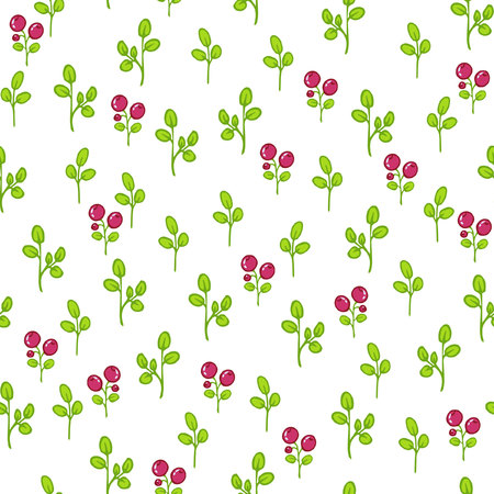 Seamless floral pattern with cranberriesのイラスト素材
