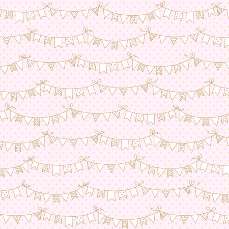Background with garlands of flags for Children's Birthdayのイラスト素材