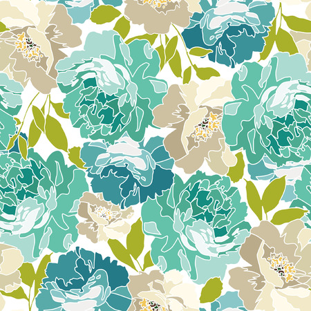 Seamless floral pattern with blue rosesのイラスト素材