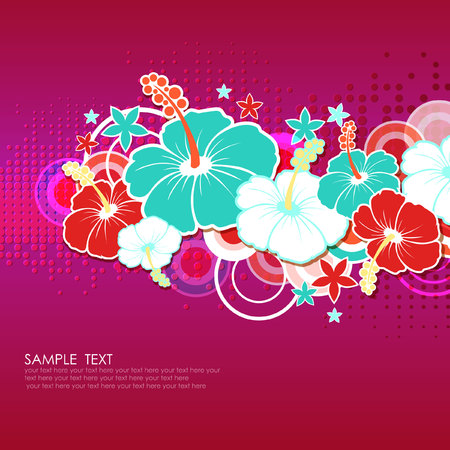 Card with hibiscus flowersのイラスト素材