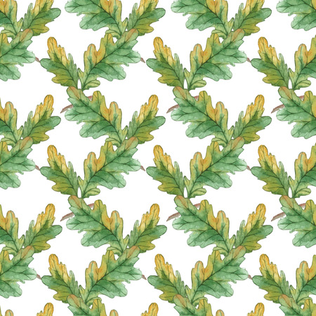 Watercolor Seamless pattern  with oak leavesのイラスト素材