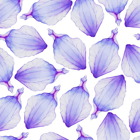 Watercolor Seamless pattern with Purple flower petalのイラスト素材