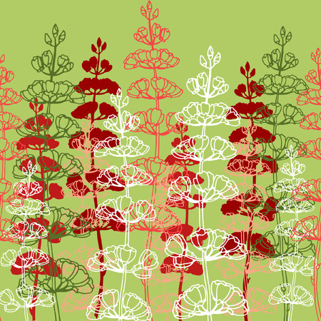 Seamless Patterns with Drawing sprigs of flowersのイラスト素材