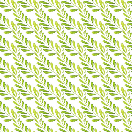 Patterns with watercolor leavesのイラスト素材