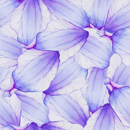Watercolor Seamless pattern with Purple flower petalのイラスト素材