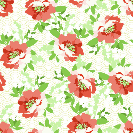 Floral seamless pattern with Flowers wild roseのイラスト素材