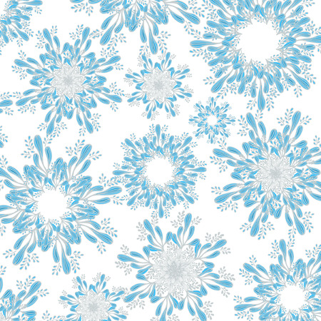 Drawing winter Seamless Patterns with snowflakesのイラスト素材