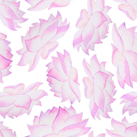 Watercolor Seamless floral pattern with lotusのイラスト素材