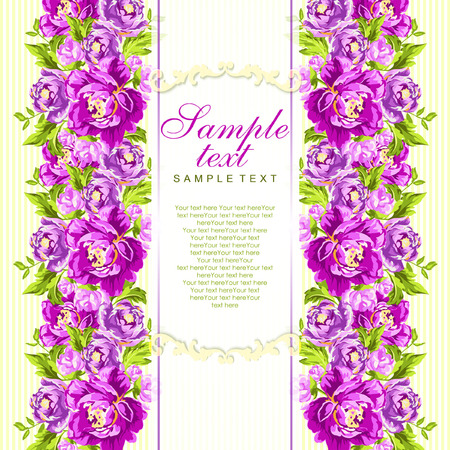 Vector card with pink peonies.のイラスト素材