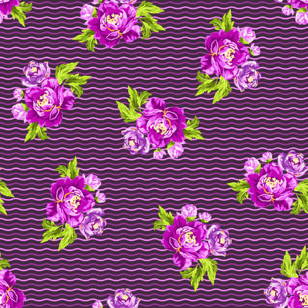 Seamless floral pattern with peoniesのイラスト素材