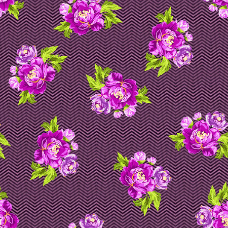 Seamless floral pattern with peoniesのイラスト素材