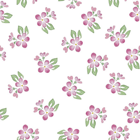 Seamless Patterns with  watercolor flowersのイラスト素材