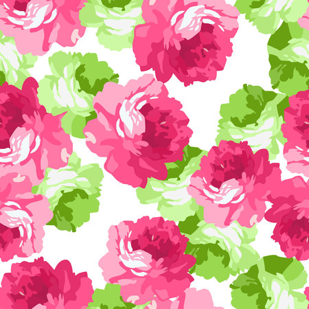 Seamless floral patter with pink and light green roses.のイラスト素材
