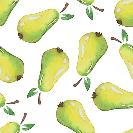 Seamless Patterns with  watercolor pearsのイラスト素材