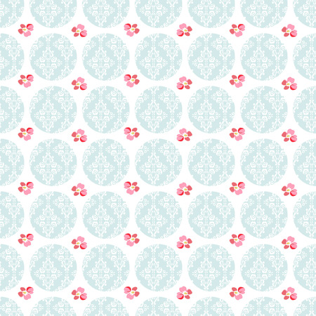 Seamless Pattern with little flowers and damask pattern.のイラスト素材