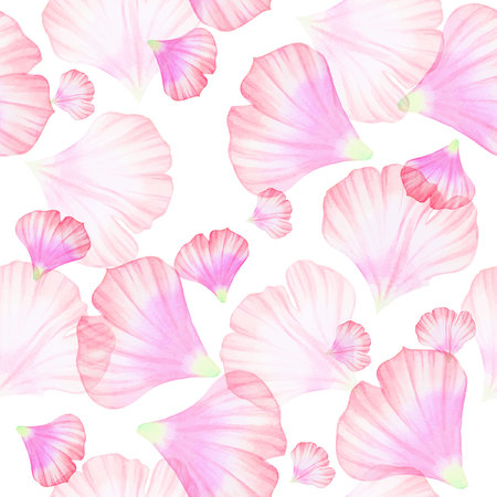 Watercolor Seamless pattern with Pinc flower petalのイラスト素材