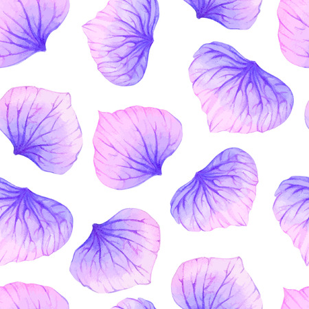 Watercolor Seamless pattern with Purple flower petal.のイラスト素材