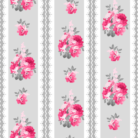 Seamless pattern with pink roses and laceのイラスト素材