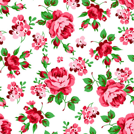 Seamless floral pattern with red rosesのイラスト素材