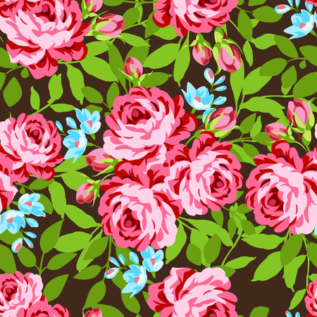 Seamless floral pattern with garden pink rosesのイラスト素材