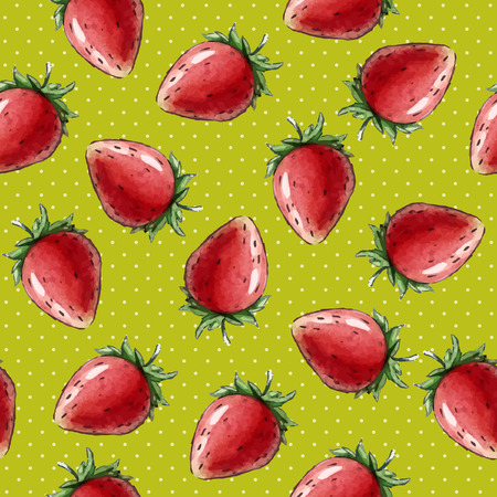Watercolor Seamless pattern with strawberryのイラスト素材