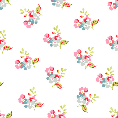 Seamless floral pattern with little pink and blue flowersのイラスト素材