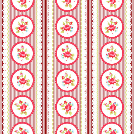 Seamless pattern with pink roses and laceのイラスト素材