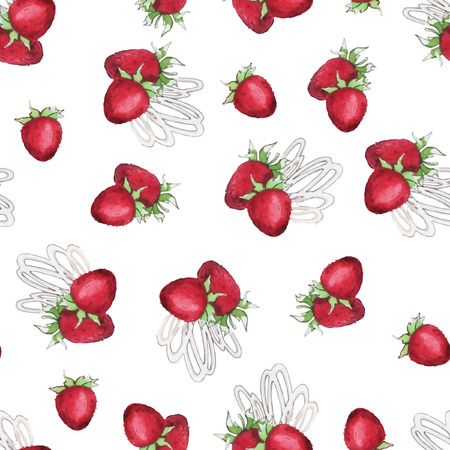 Watercolor Seamless pattern with strawberryのイラスト素材