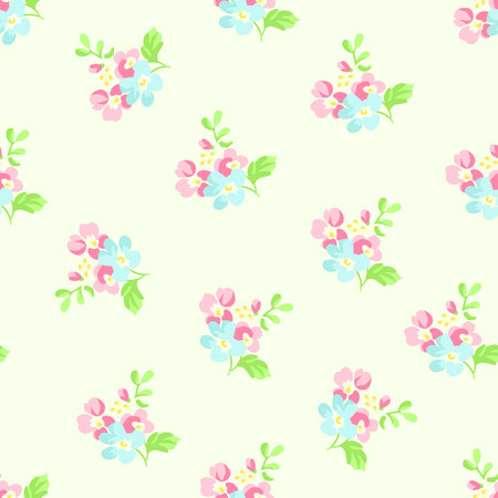 Seamless floral pattern with little pink and blue flowersのイラスト素材