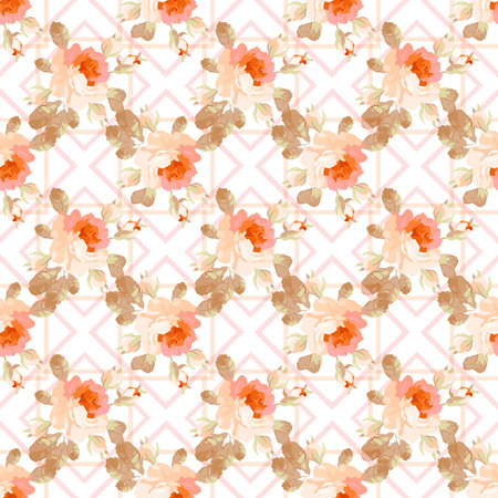 Elegance Seamless pattern with flowers roses, vector floral illustration in vintage styleのイラスト素材