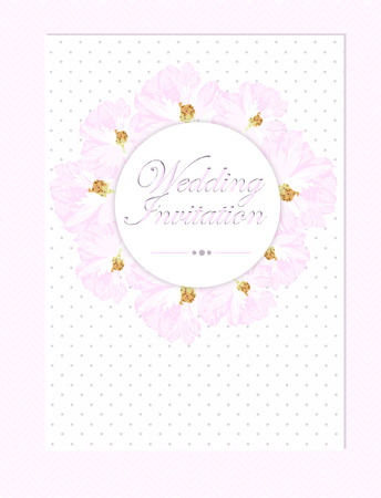 Vector wedding card with pastel pink roses and chevronのイラスト素材