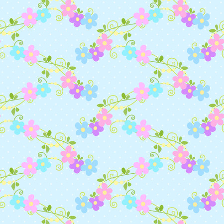 Seamless floral pattern with little pink and blue flowersのイラスト素材