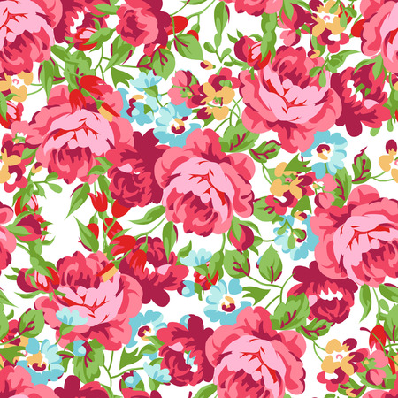 Seamless floral pattern with red roseのイラスト素材