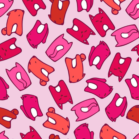 Seamless pattern with cartoon foxesのイラスト素材