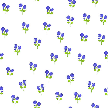 Seamless floral pattern with blueberriesのイラスト素材