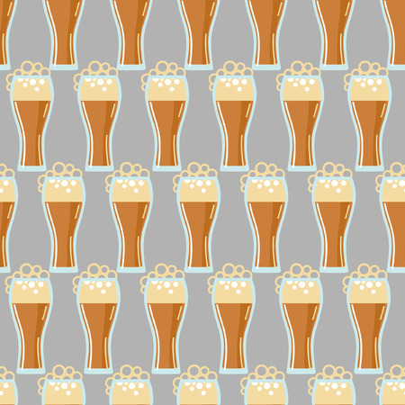 Seamless pattern with glasses of beerのイラスト素材