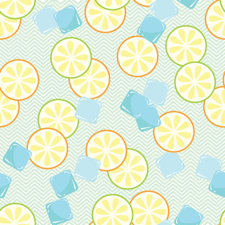Seamless pattern with slice of lime and pieces of iceのイラスト素材