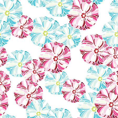 Seamless floral pattern with pink and blue flowersのイラスト素材
