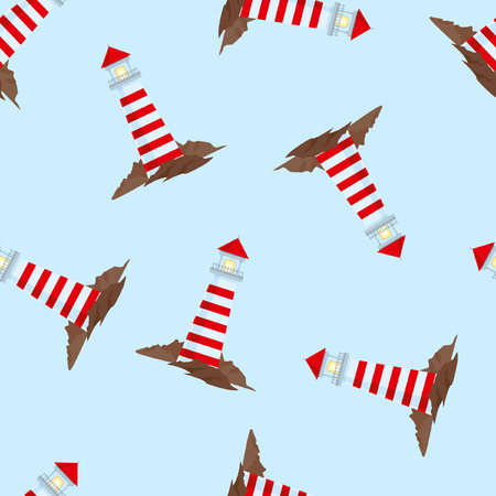 Seamless pattern with lighthouseのイラスト素材